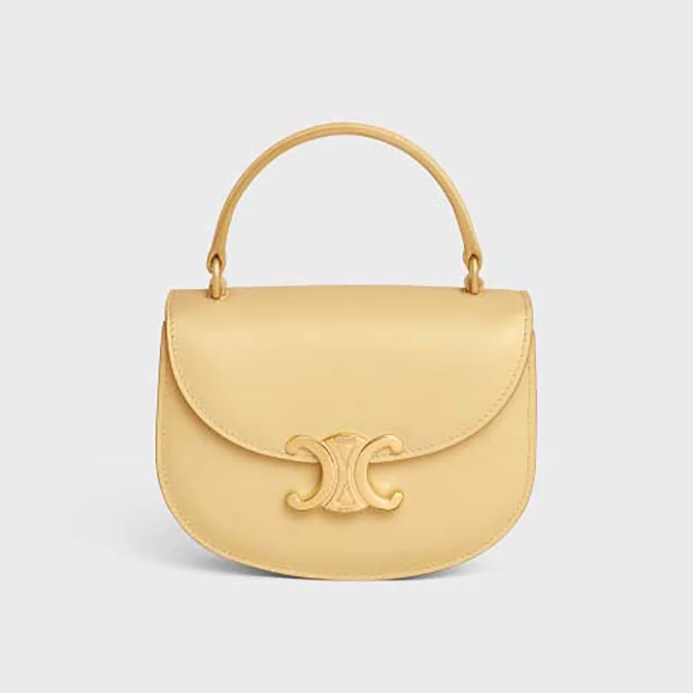 Celine Mini Besace Triomphe in Shiny Calfskin for Women in Yellow Celine Mini Besace Triomphe in Shiny Calfskin for Women in Yellow