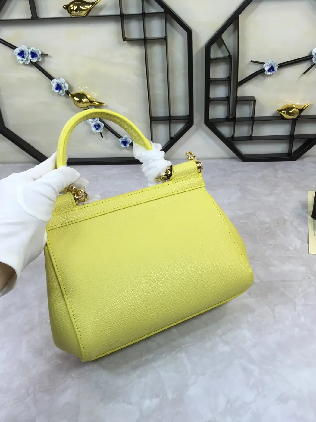 Dolce & Gabbana Medium Sicily Handbag In Dauphine Palladium / DG Dolce & Gabbana Medium Sicily Handbag In Dauphine Palladium / DG