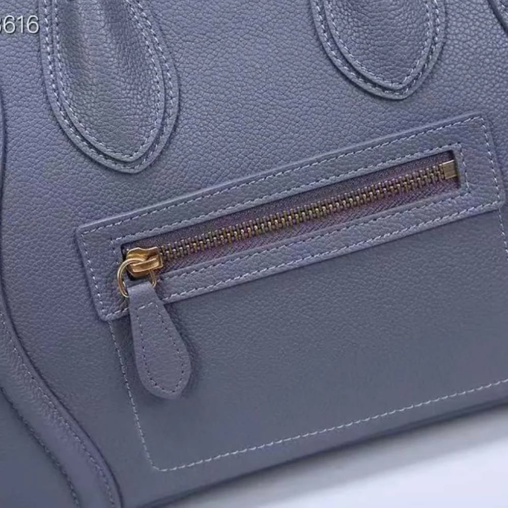 Celine Micro Luggage Handbag in Drummed Calfskin for Women in Silver
