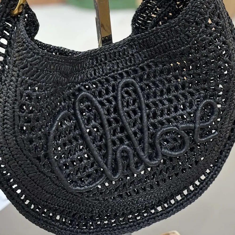 Chloe Summer Banana Hobo Bag In Raffia for Women in Black