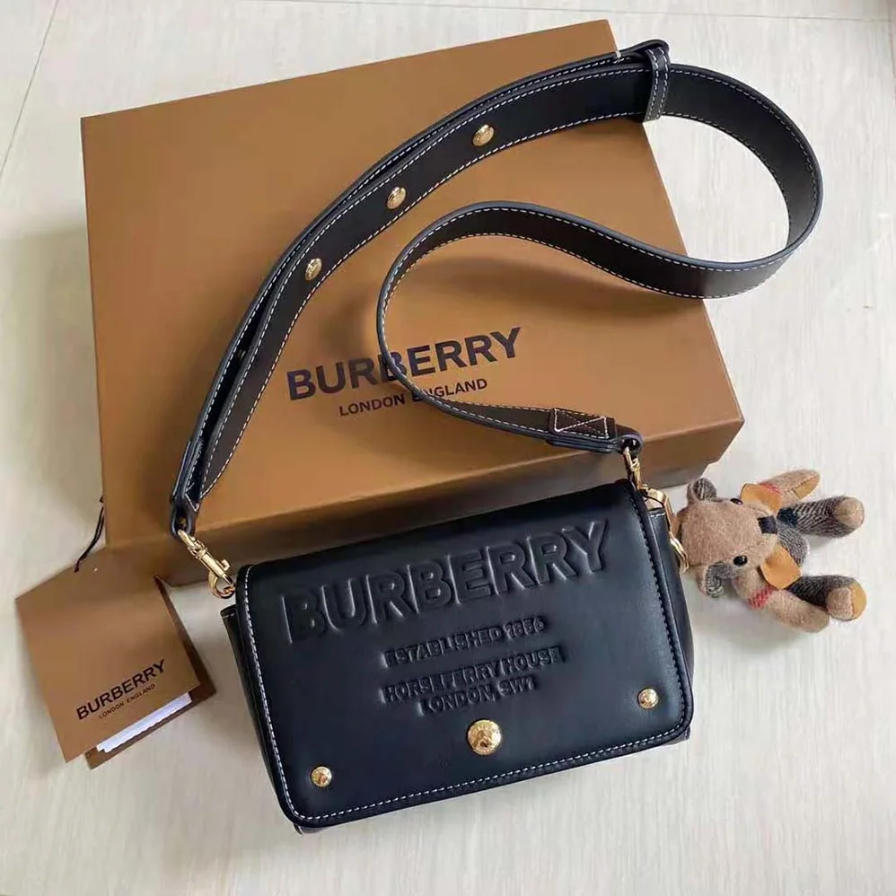 Burberry Small Horseferry Leather Crossbody Bag for Women in Black