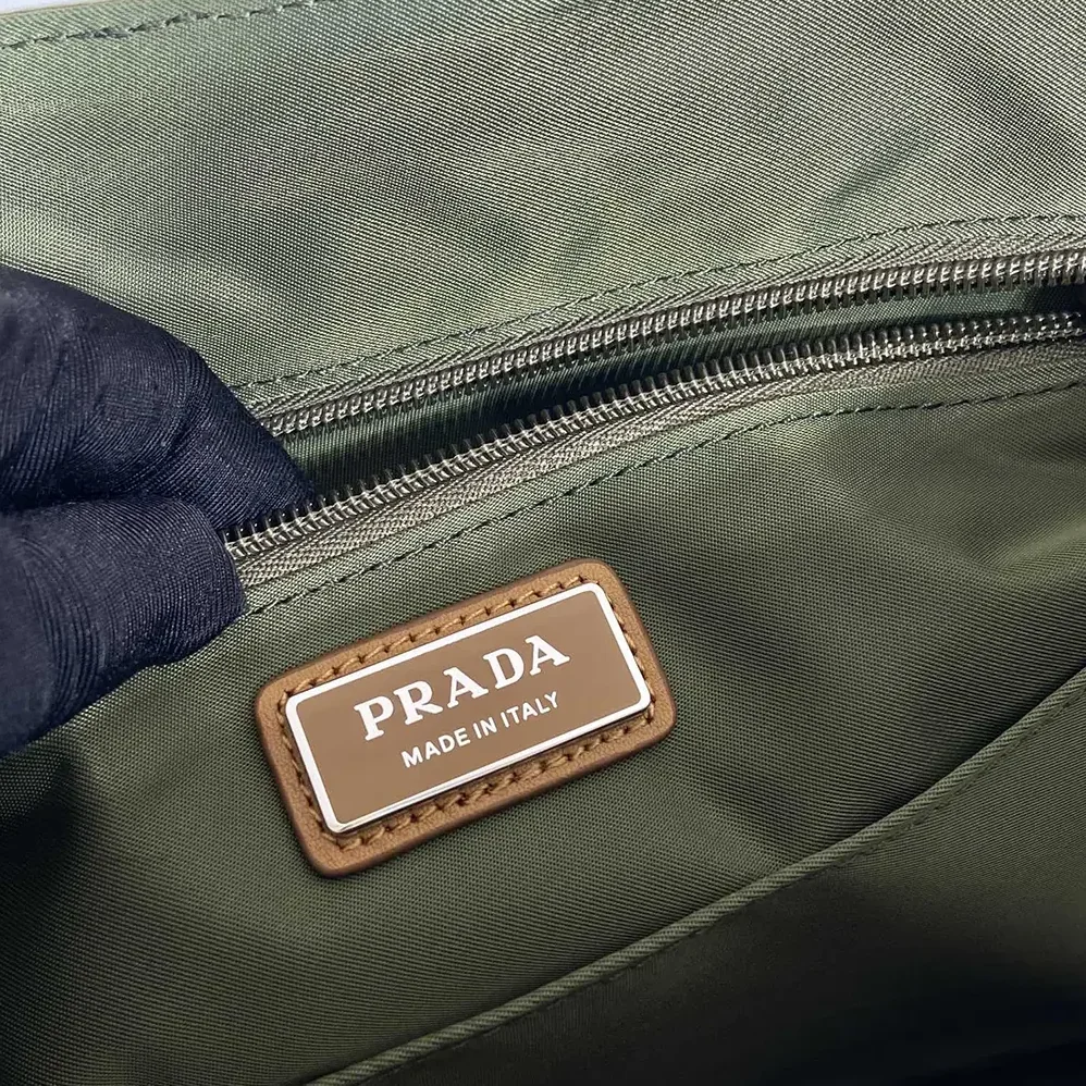 Prada Re-Nylon and Leather Shoulder Bag for Men in Dark Green
