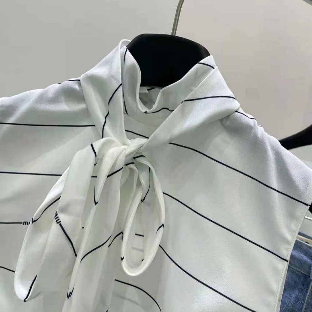 Miu Miu Striped Sablé Top MT1806_14H0_F0UB0 for Women Miu Miu Striped Sablé Top MT1806_14H0_F0UB0 for Women