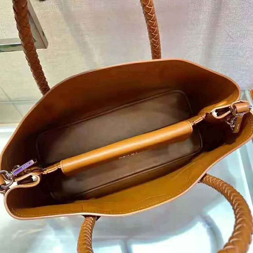 Prada Prada Double Medium Leather Handbag for Women in Brown Prada Prada Double Medium Leather Handbag for Women in Brown