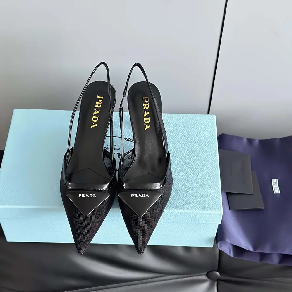 Prada Mesh Fabric Slingback Pumps for Women in Black