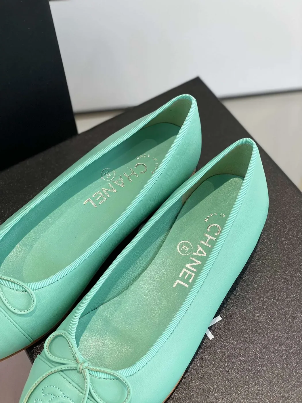 Chanel Ballet Flats Jade Green