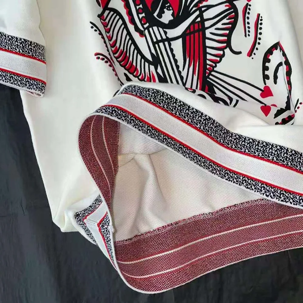 Dior Short-Sleeved Sweatshirt White Cotton Jersey with Multicolor Cupidon Motif for Women