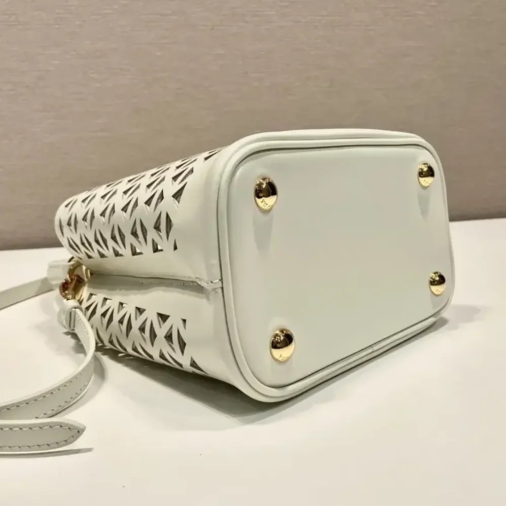 Prada Panier Leather Mini-bag with Cut-out Motif for Women in White