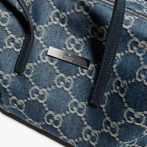 Gucci Boston With Gucci Plaque Small Shoulder Bag in Dark Blue Palladium Hardware Gucci Boston With Gucci Plaque Small Shoulder Bag in Dark Blue Palladium Hardware
