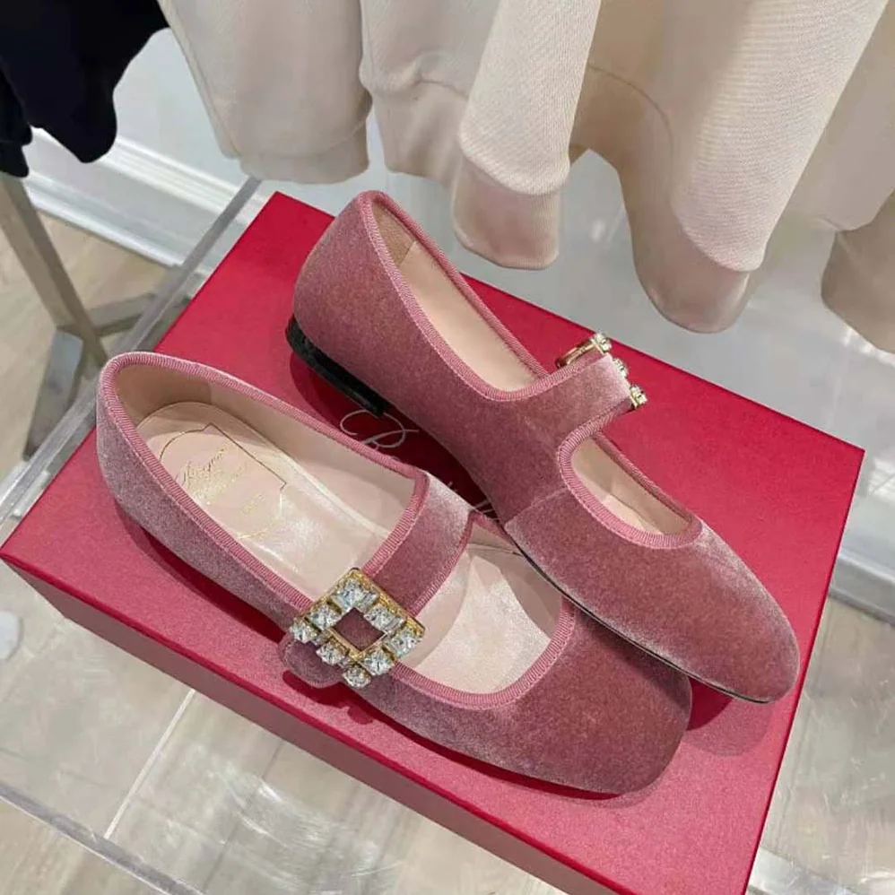 Roger Vivier Tres Vivier Strass Buckle Babies Ballerinas in Velvet for Women Roger Vivier Tres Vivier Strass Buckle Babies Ballerinas in Velvet for Women