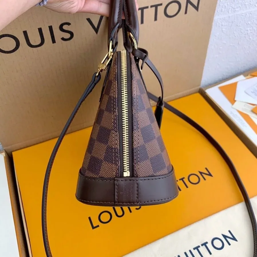 Louis Vuitton Alma BB Top Handle Bag in Damier Brown Gold Hardware Louis Vuitton Alma BB Top Handle Bag in Damier Brown Gold Hardware
