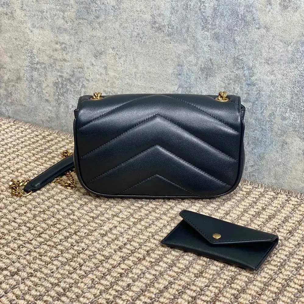 Saint Laurent YSL Loulou Mini in Lambskin for Women in Black Saint Laurent YSL Loulou Mini in Lambskin for Women in Black