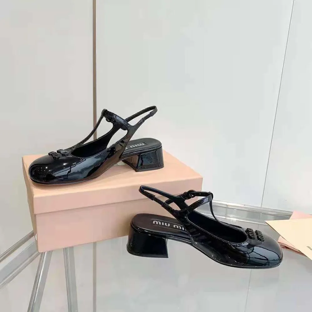 Miu Miu Patent Leather Slingback Pumps for Women in Black