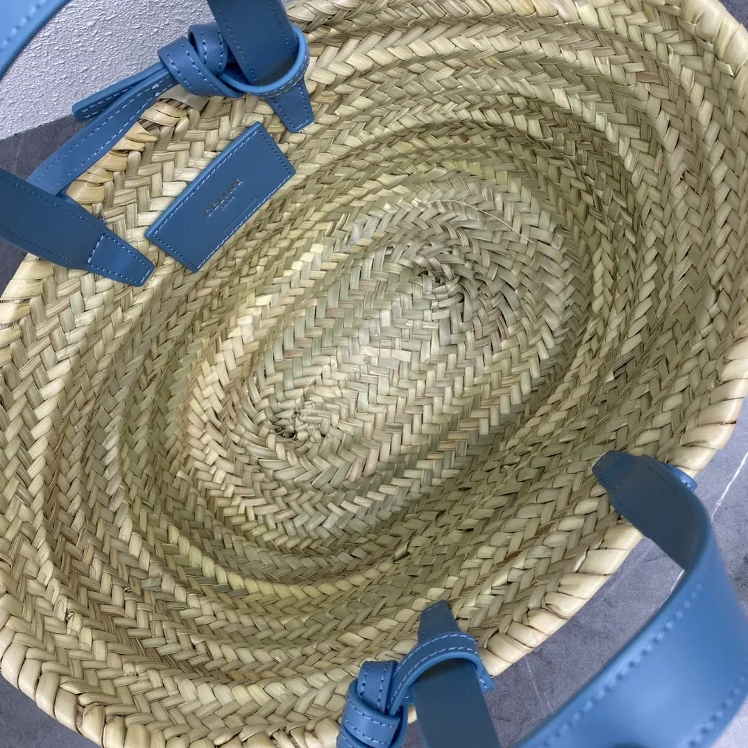 Celine Teen Triomphe Celine Classic Panier In Palm Leaves And Lizard Blue / Celine Teen Triomphe Celine Classic Panier In Palm Leaves And Lizard Blue /