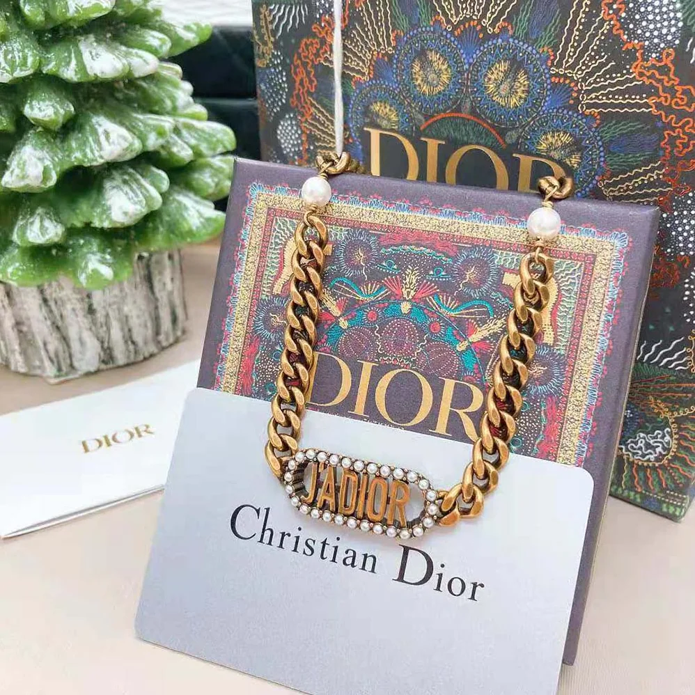Dior J'Adior Choker Antique Gold-Finish Metal and White Resin Pearls for Women Dior J'Adior Choker Antique Gold-Finish Metal and White Resin Pearls for Women