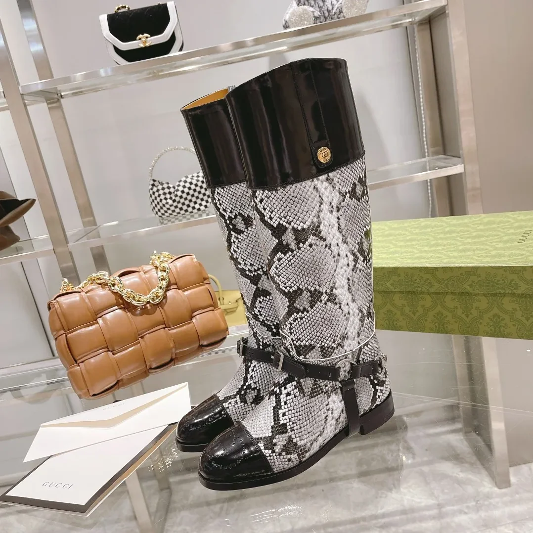 Gucci Knee-High Boots With Harness Beige GG Gucci Knee-High Boots With Harness Beige GG
