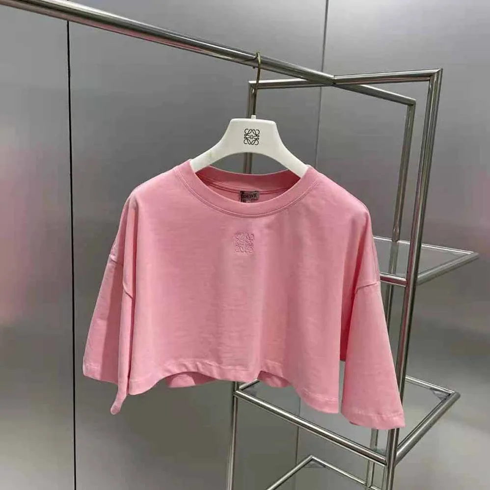 Loewe Cropped Anagram T-shirt in Cotton for Women in Pink