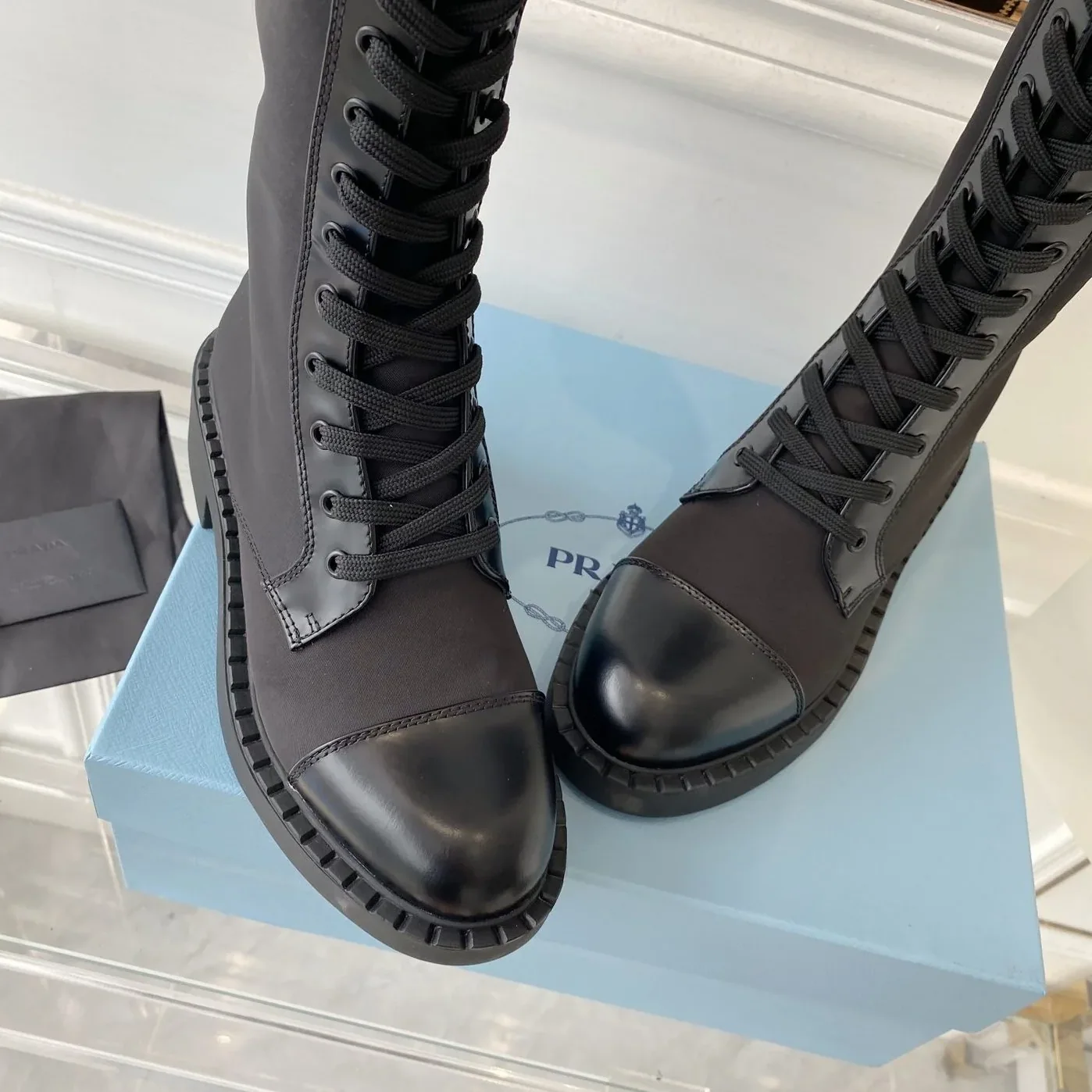 Prada Brushed And Re in Nylon Boots Black Prada Brushed And Re in Nylon Boots Black
