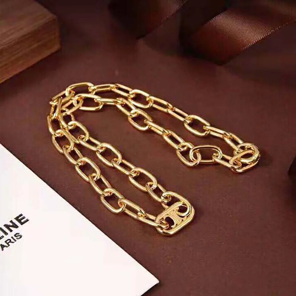 Celine Triomphe Link Necklace in Brass with Gold Finish for Women Celine Triomphe Link Necklace in Brass with Gold Finish for Women