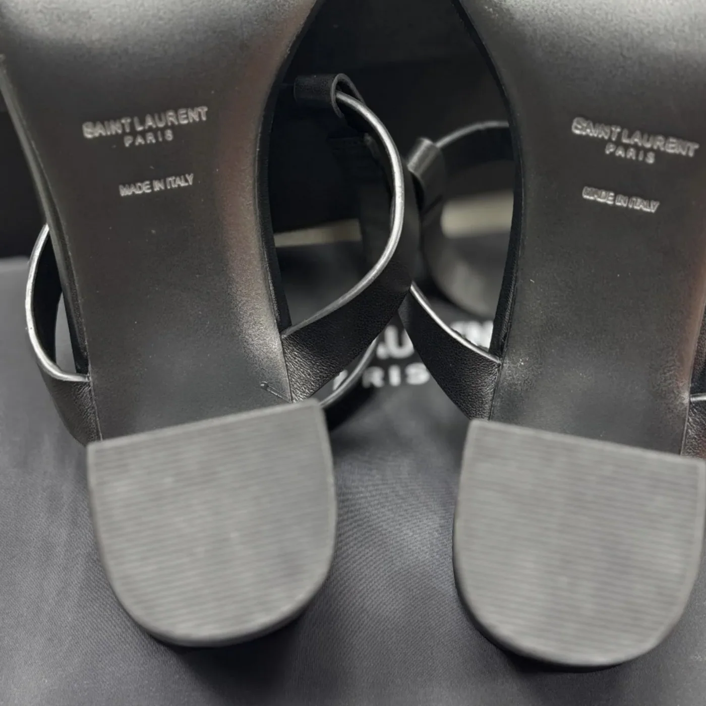 Saint Laurent Cassandra Heeled Sandals Black YSL
