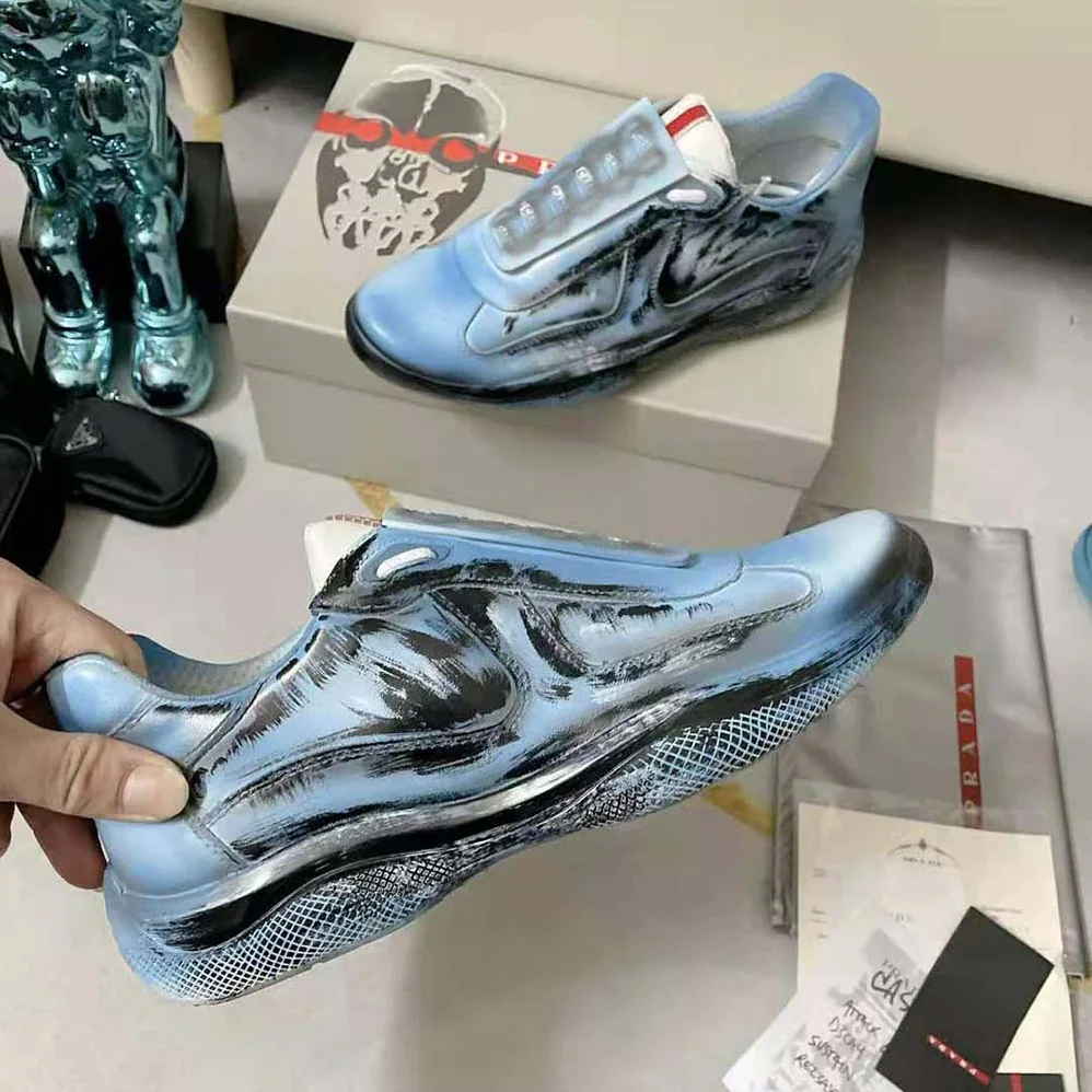 Prada Cass x Prada Americas Cup D3cay Sneakers for Unisex in Blue Prada Cass x Prada Americas Cup D3cay Sneakers for Unisex in Blue