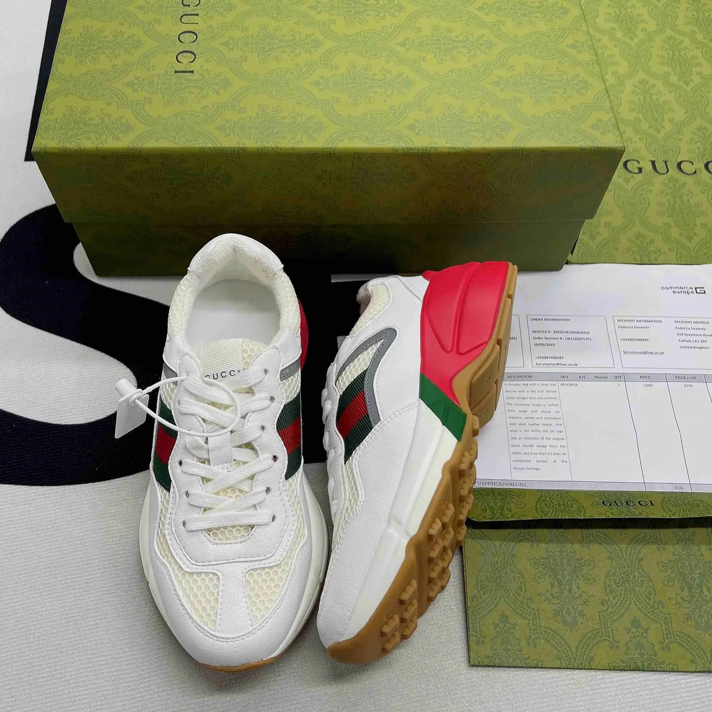 Gucci GG Rhyton Sneaker White And Red