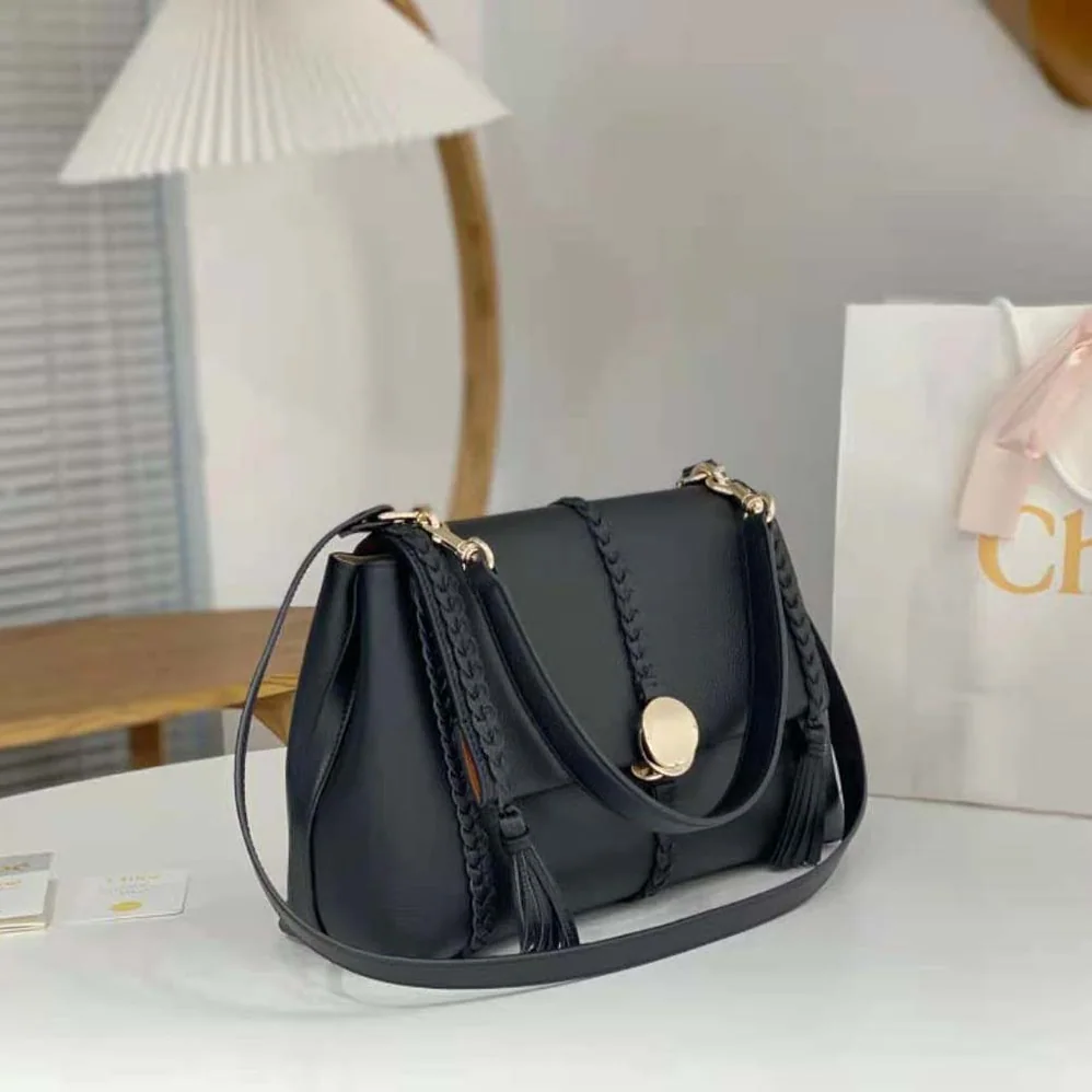 Chloe Penelope Medium Soft Shoulder Bag for Women in Black