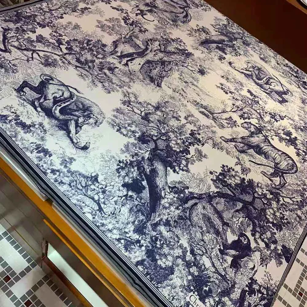 Dior Toile De Jouy Square Scarf Blue Silk Twill for Women Dior Toile De Jouy Square Scarf Blue Silk Twill for Women