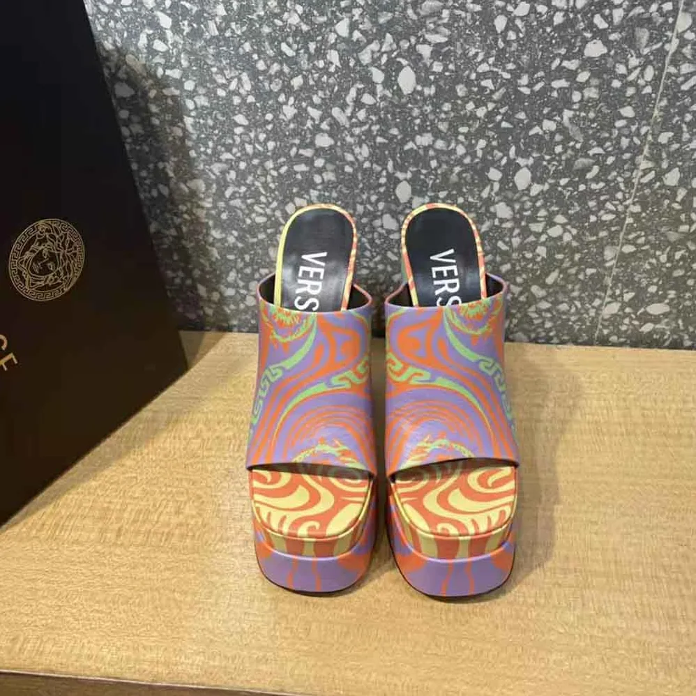 Versace Medusa Music Platform Mules for Women in Purple Versace Medusa Music Platform Mules for Women in Purple