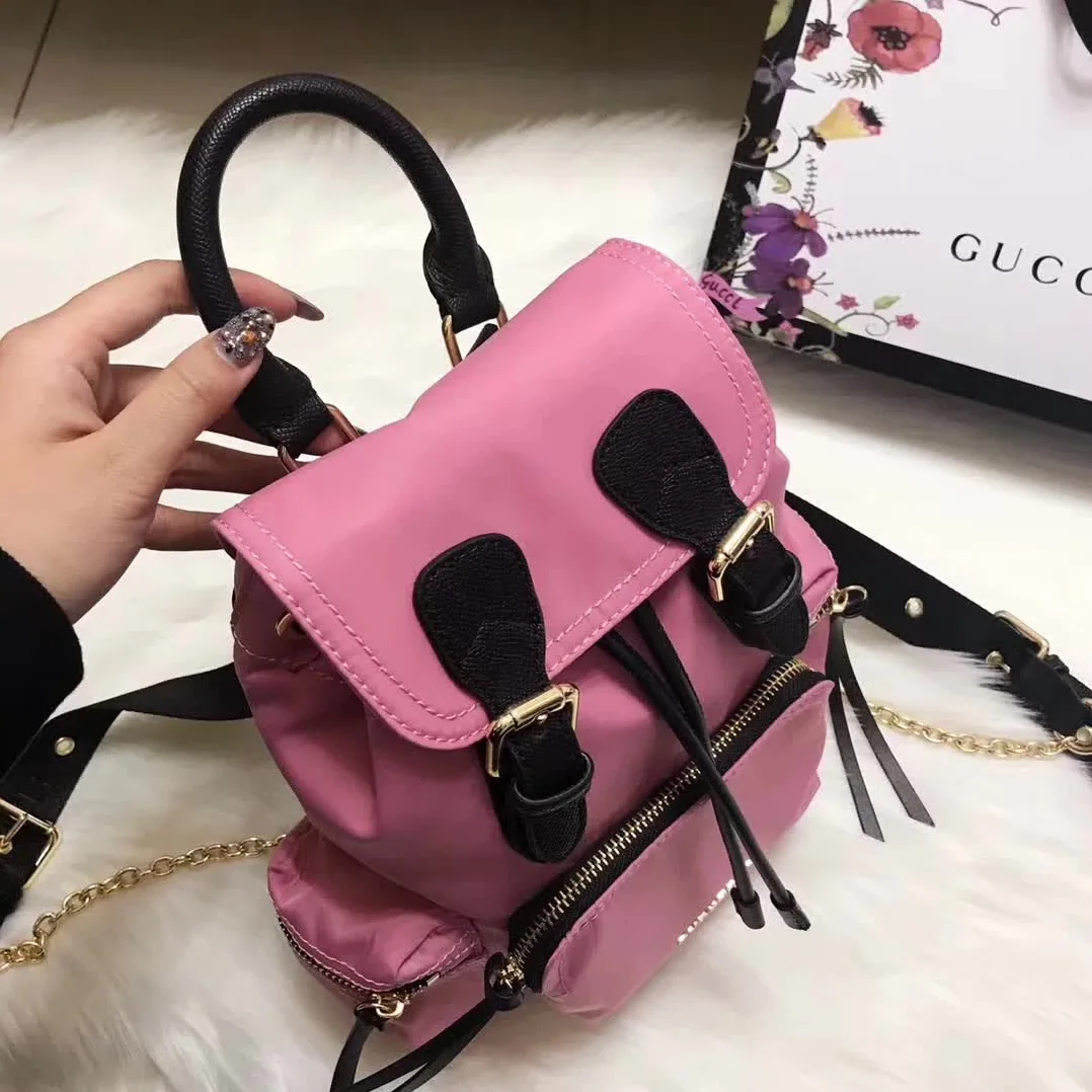 Burberry Medium Rucksack in Technical Nylon and Leather in Pink Burberry Medium Rucksack in Technical Nylon and Leather in Pink