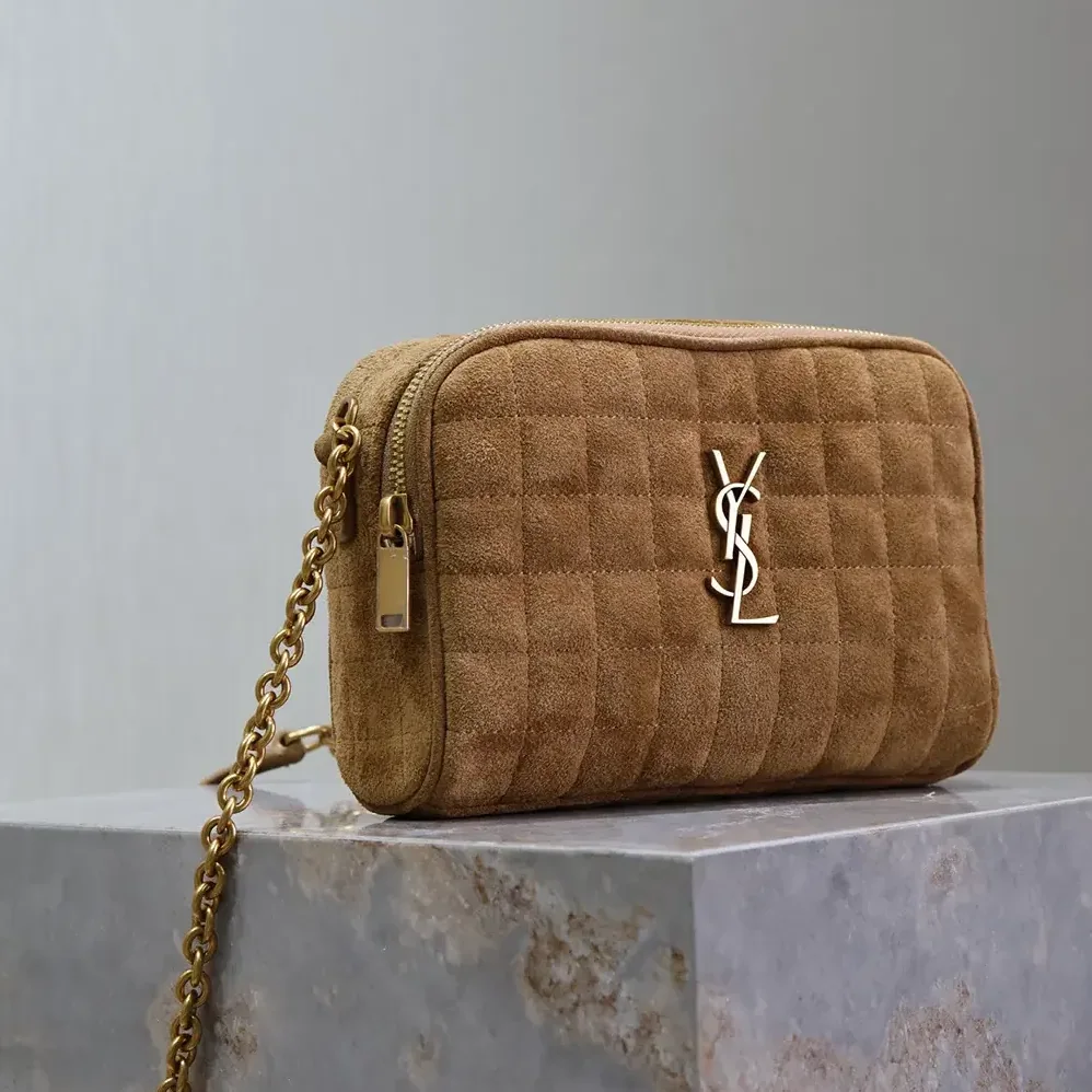 Saint Laurent YSL Cassandre Matelassé Carré Camera Bag in Suede for Women