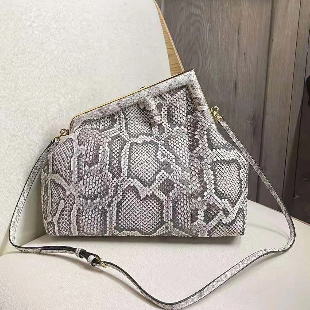 Fendi First Medium White Python Leather Bag for Women Fendi First Medium White Python Leather Bag for Women