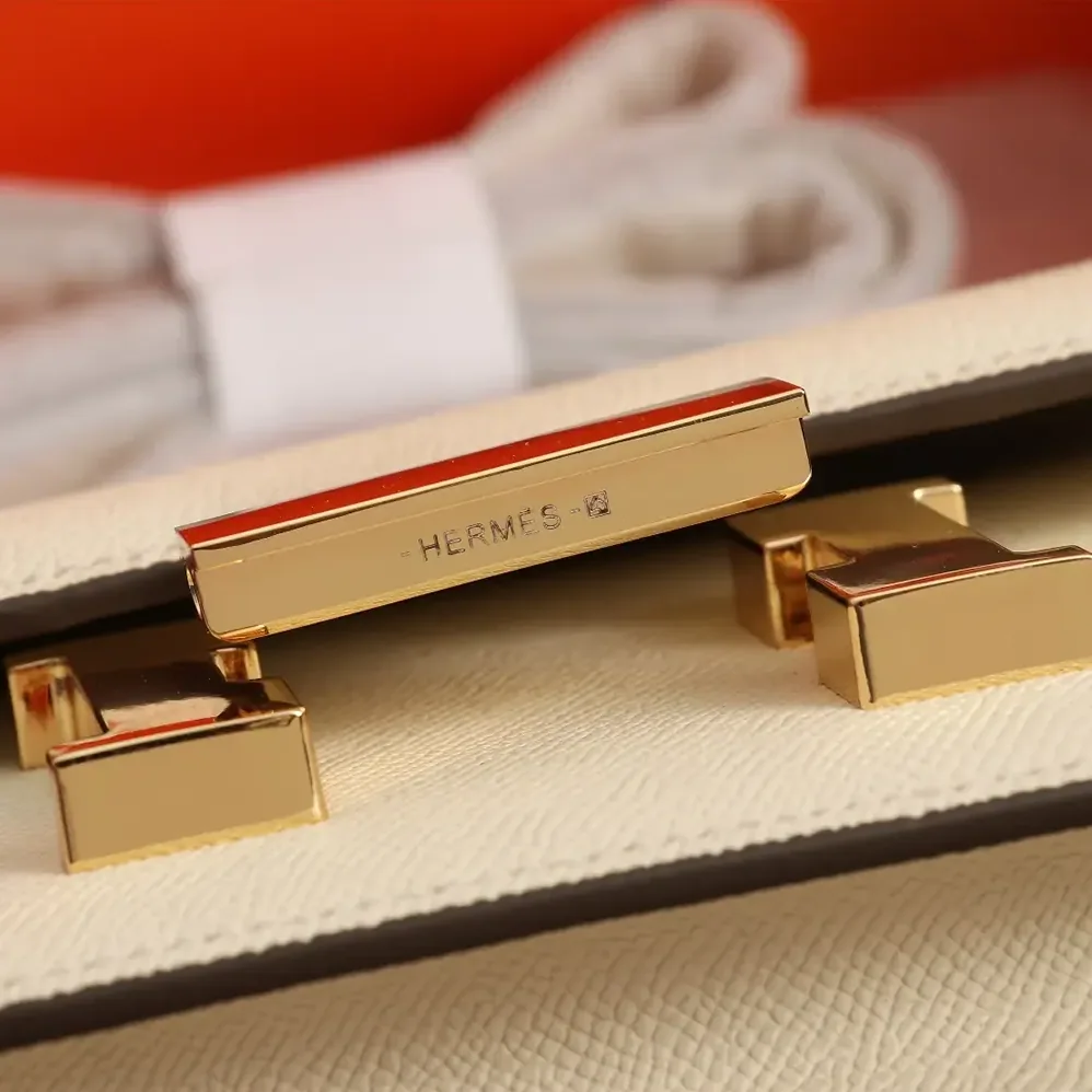 Hermes Constance 18 Bag Epsom Leather for Women in White/Gold