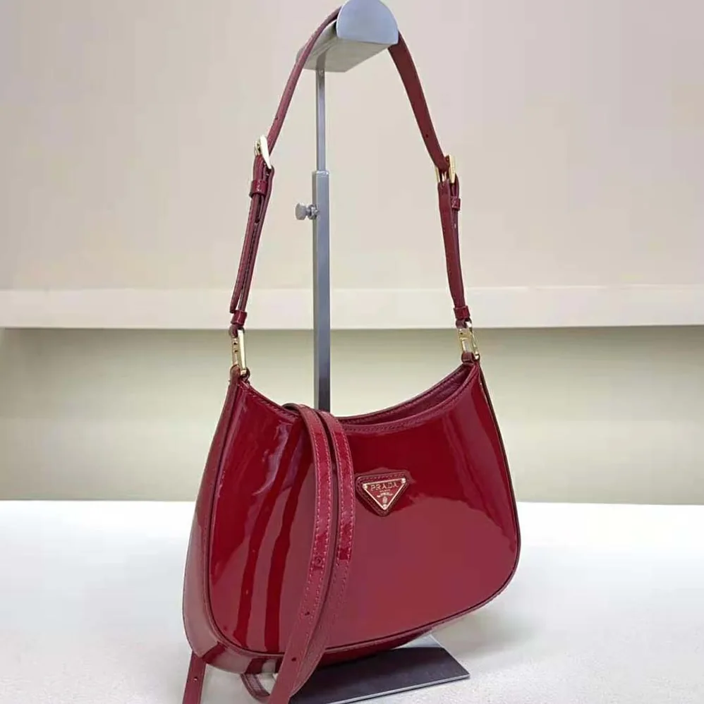 Prada Cleo Patent Leather Bag for Women in Red