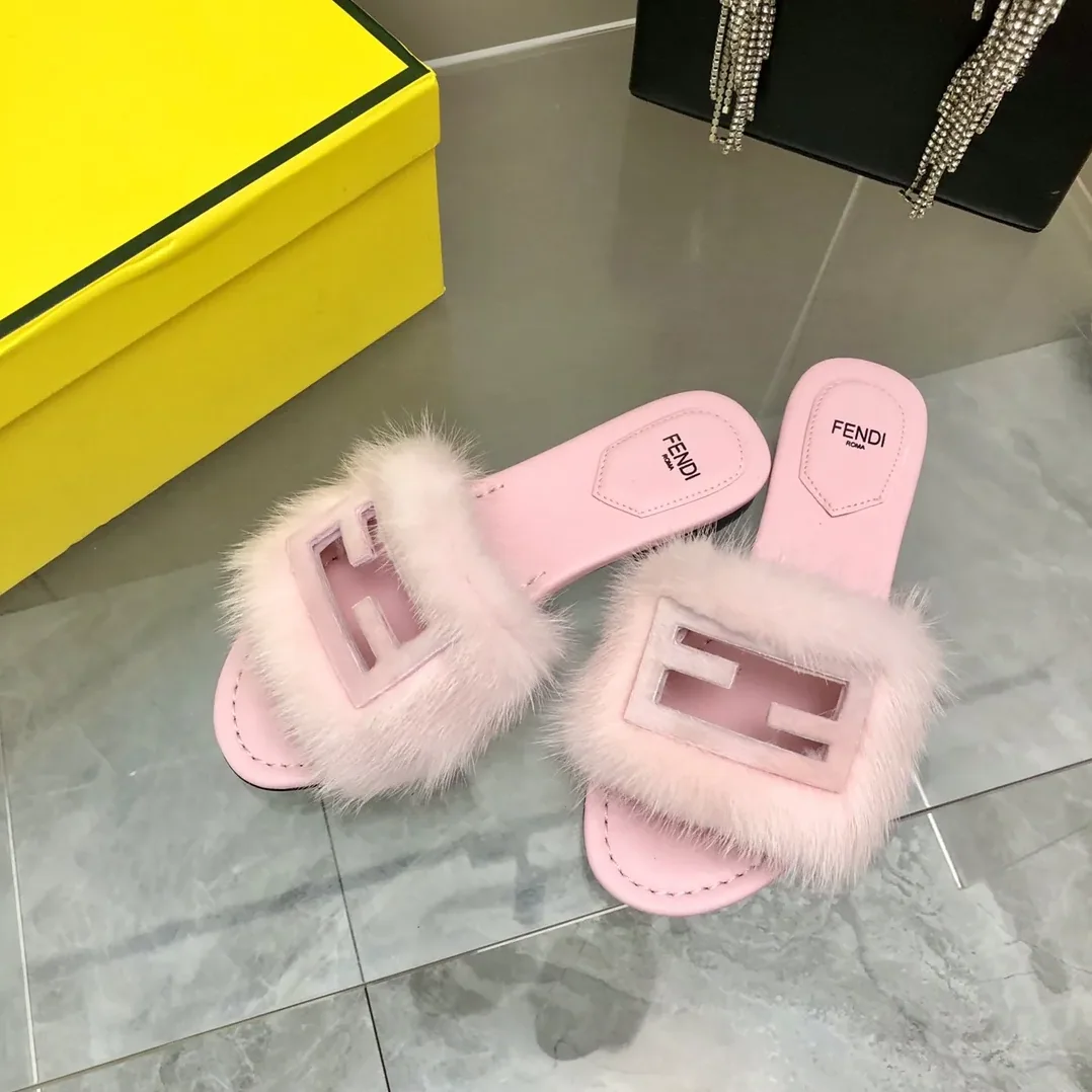 Fendi Pink Mink Slides Fendi Pink Mink Slides