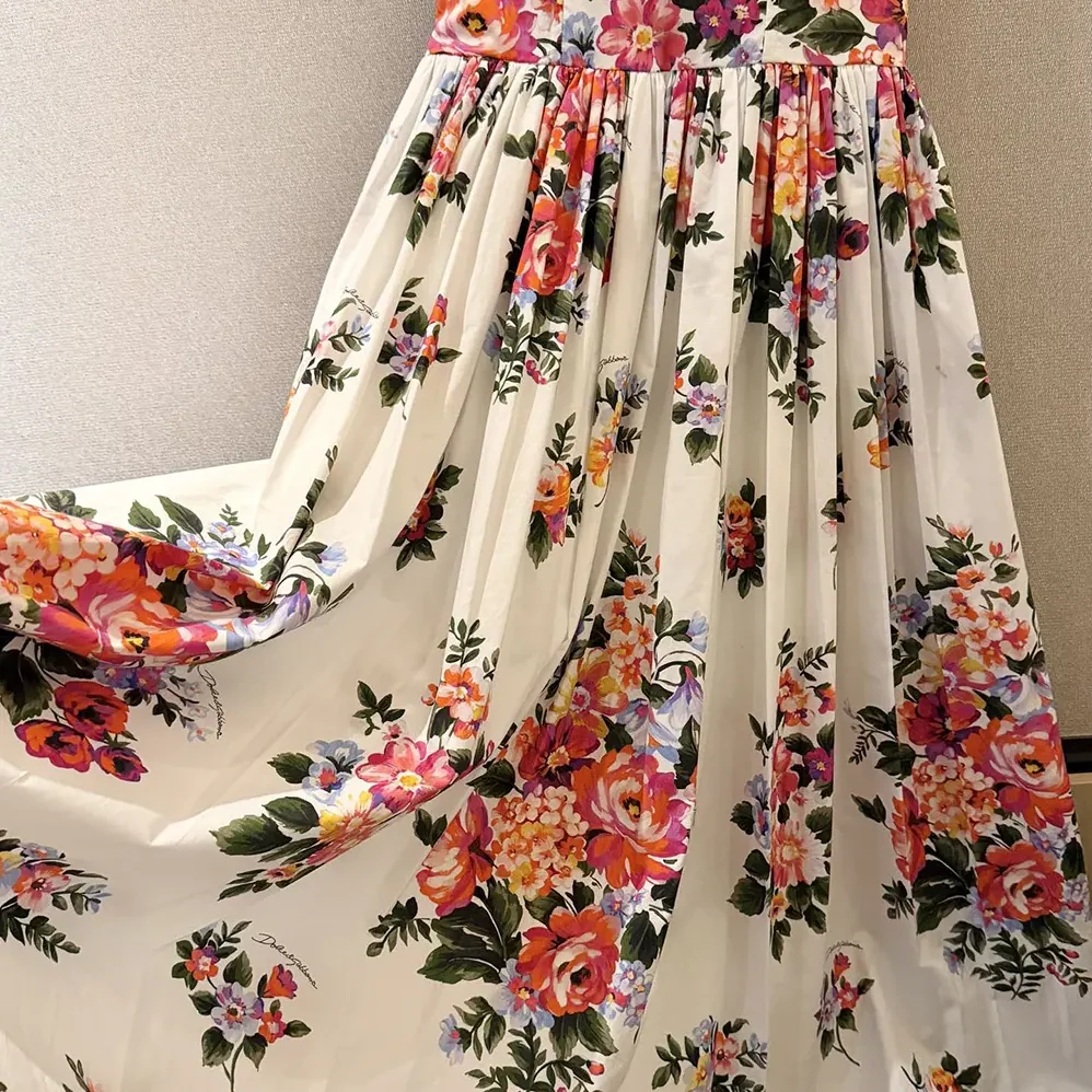 Dolce Gabbana D&G Flower Bouquet for Women in Print Cotton Dress