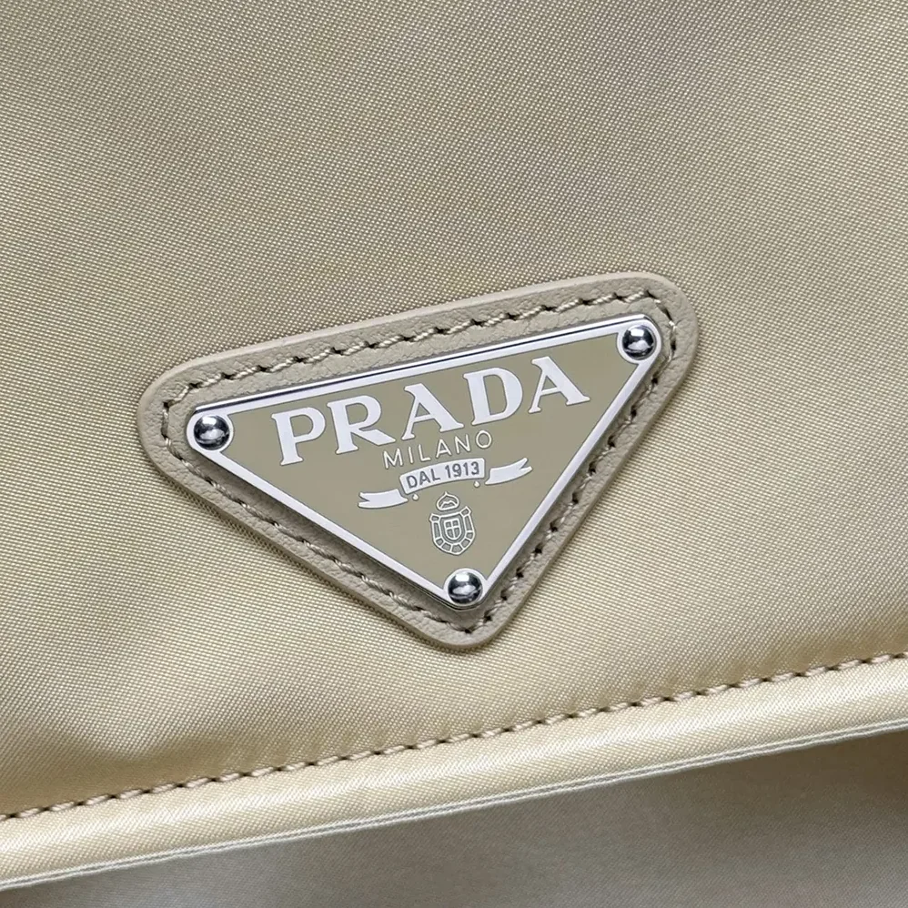 Prada Small Padded Re-Nylon Shoulder Bag for Women in Beige