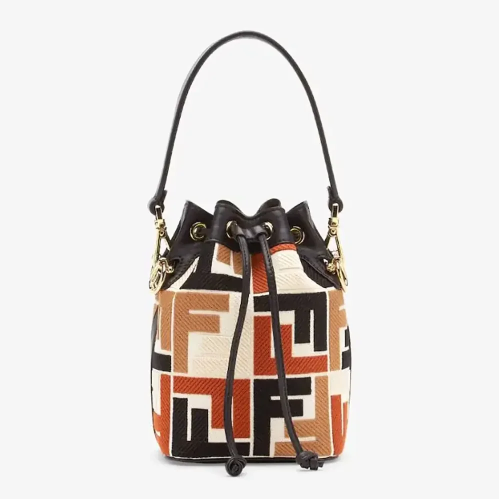 Fendi Mon Tresor Multicolor Canvas Mini for Women in bag with FF Embroidery