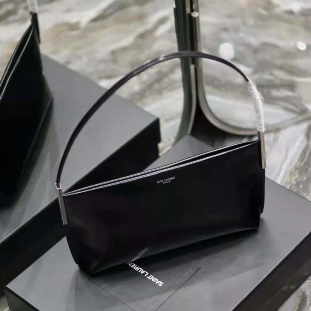 Saint Laurent YSL Suzanne Small in Shiny Leather for Women in Black