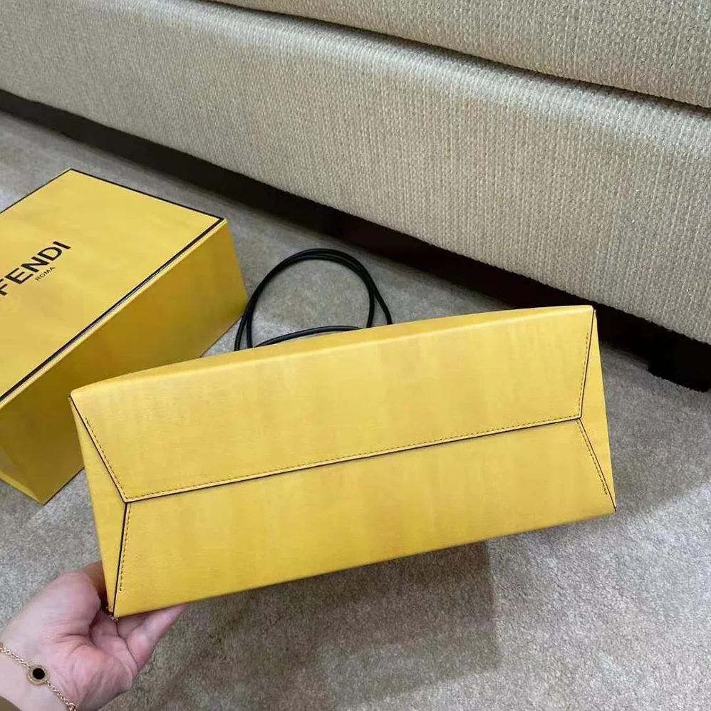 Fendi Fendi Pack Medium Shopping Bag Yellow Leather Bag for Men