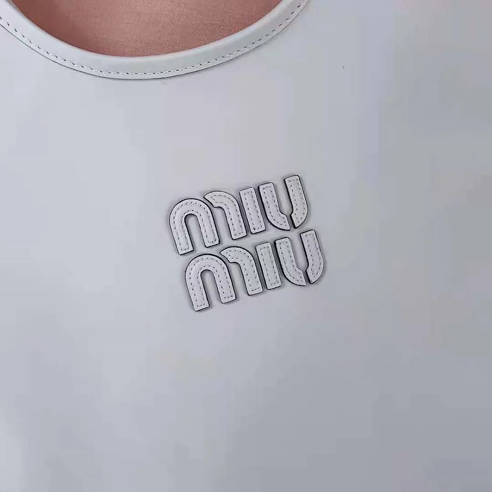 Miu Miu IVY Leather Bag with Leather Lettering Logo for Women in White