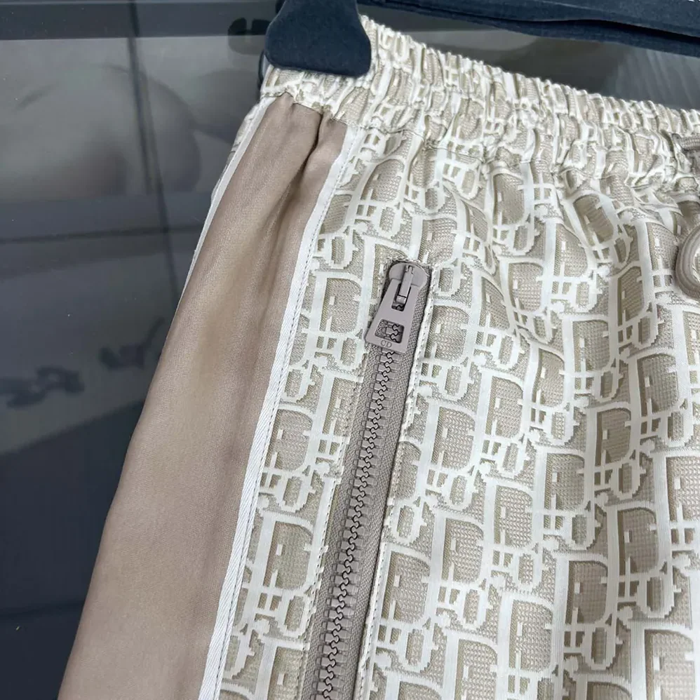 Dior Flared Pants Beige Technical Jacquard Taffeta with Dior Oblique Motif for Women Dior Flared Pants Beige Technical Jacquard Taffeta with Dior Oblique Motif for Women