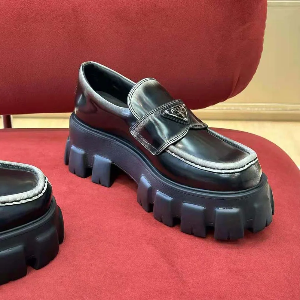 Prada Monolith Nuanced Brushed Leather Loafers for Men Prada Monolith Nuanced Brushed Leather Loafers for Men