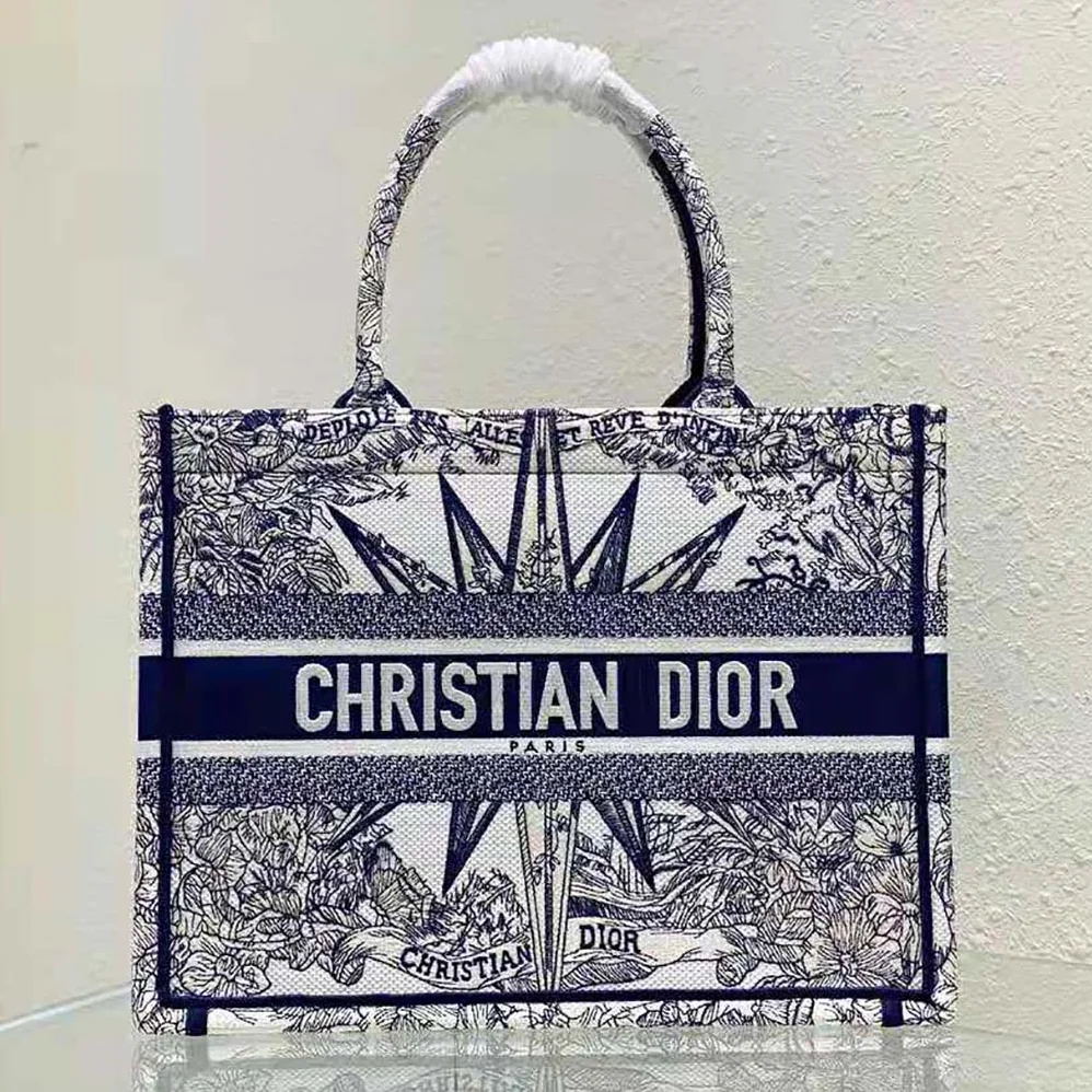 Dior Medium Dior Book Tote White and Blue Rêve D'Infini Embroidery for Women