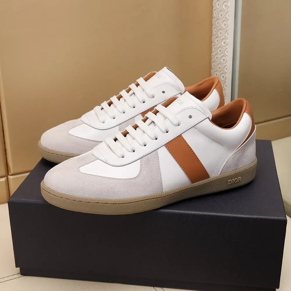Dior B01 Matchpoint Sneaker Cognac and White Smooth Calfskin with White Suede for Unisex