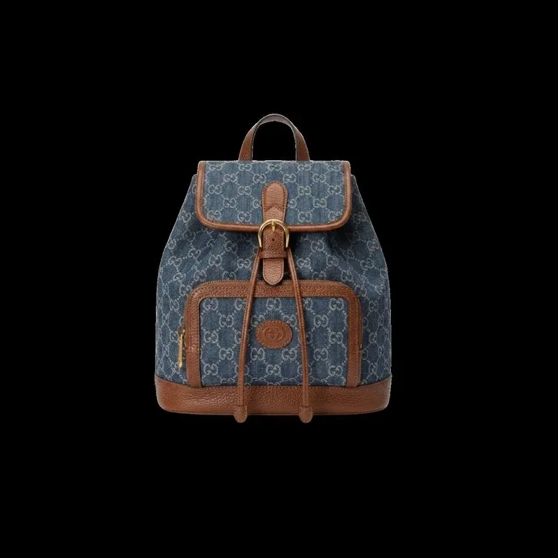 Gucci Backpack With Interlocking G Backpacks in Blue Gold Hardware Gucci Backpack With Interlocking G Backpacks in Blue Gold Hardware