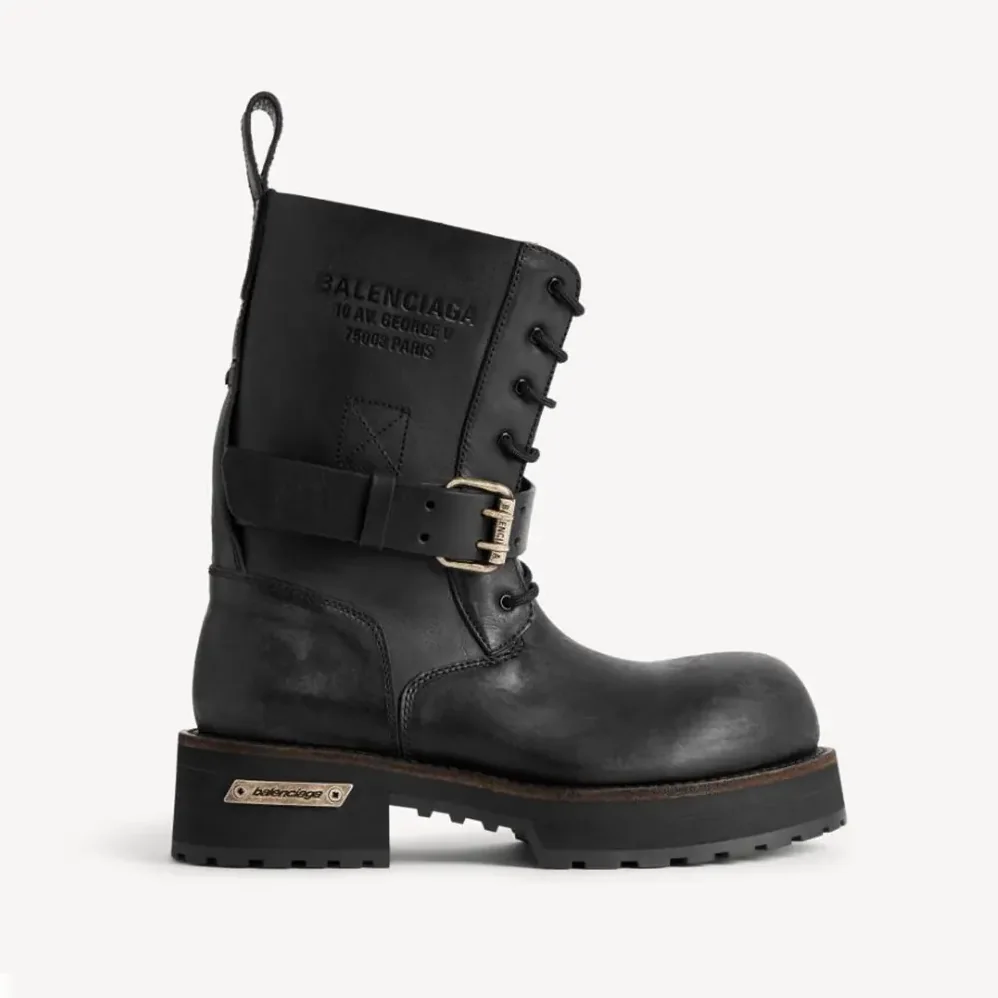 Balenciaga Venom Lace-Up Bootie in Black Calfskin for Men