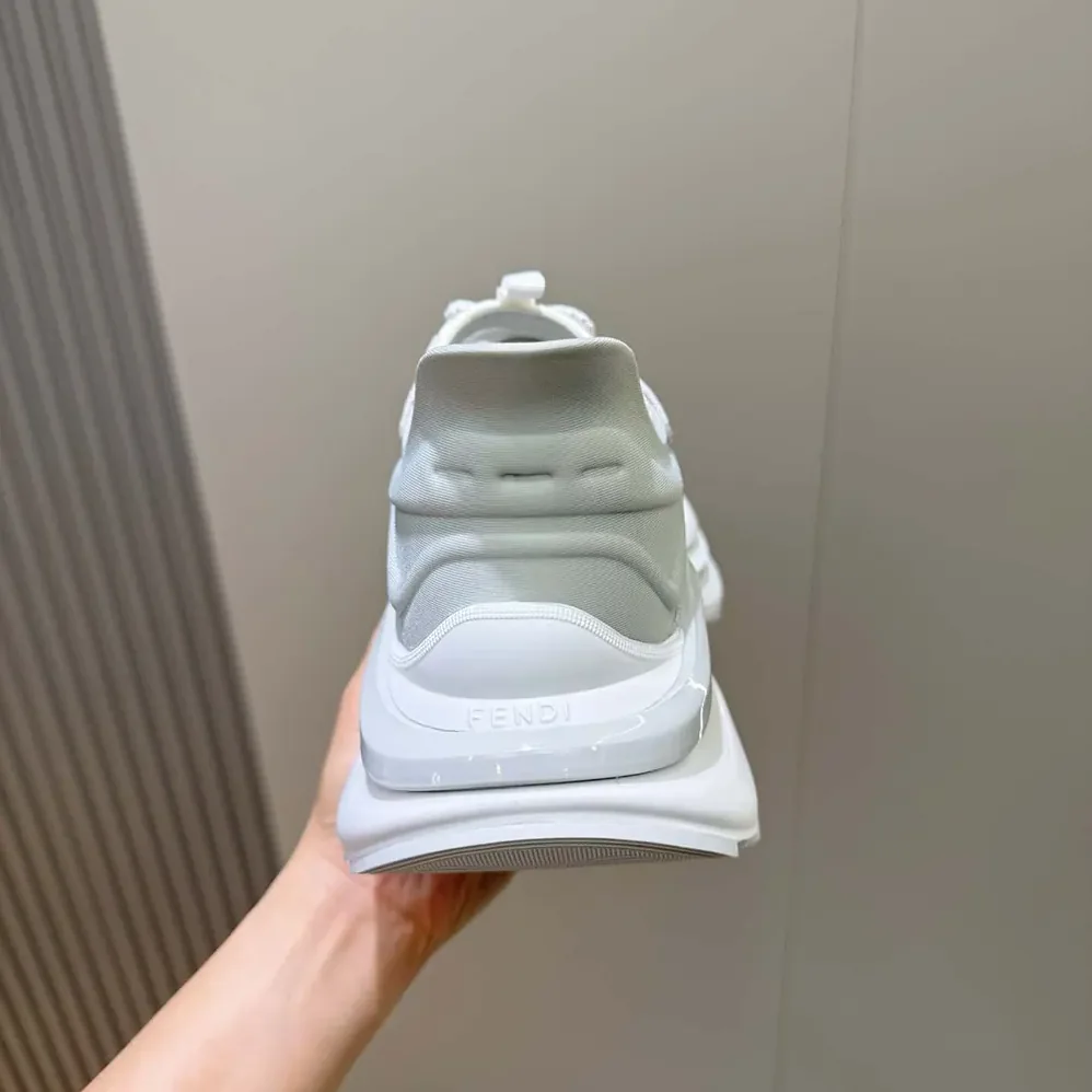 Fendi F-Light Sneakers White Leather and Mesh Running Shoes for Unisex