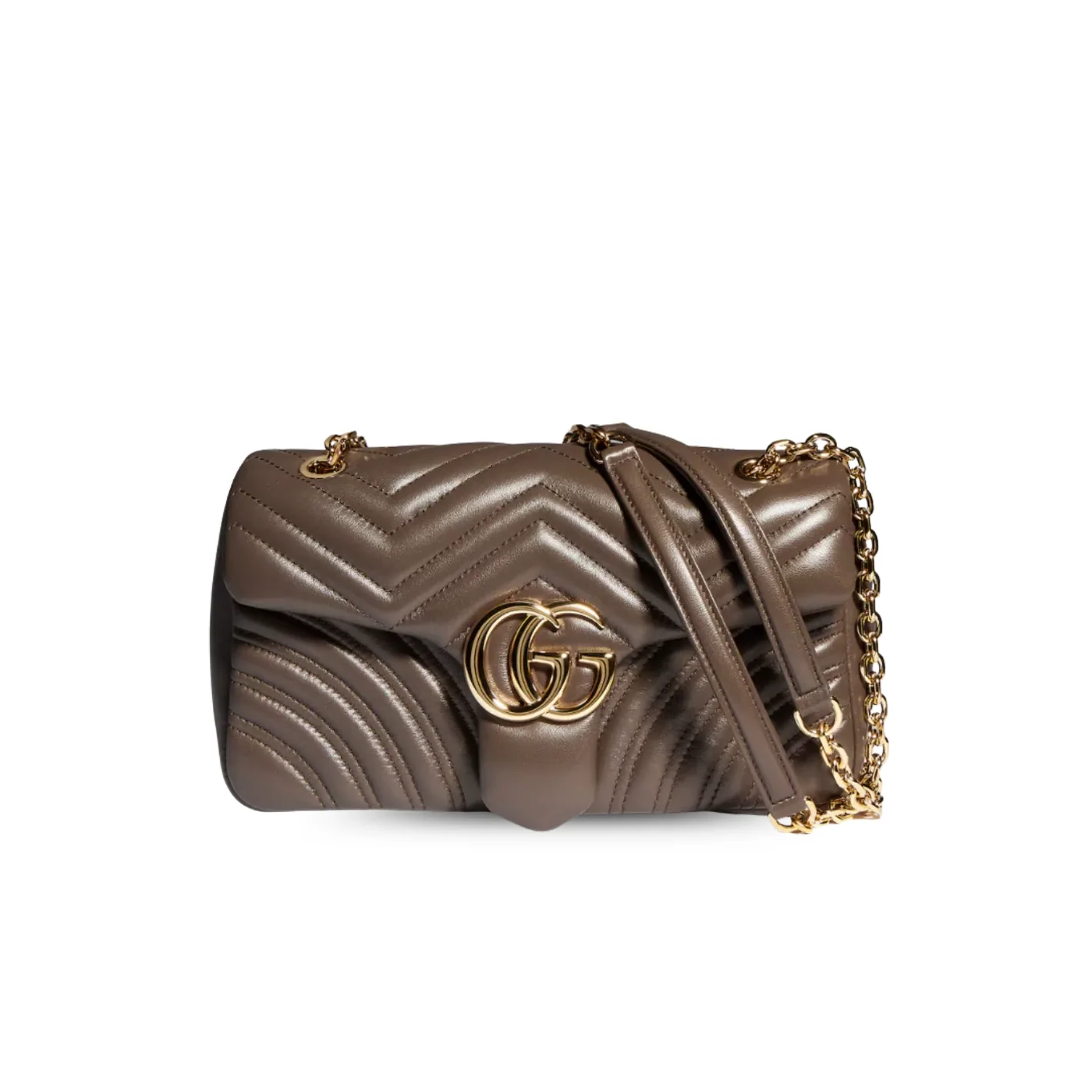 Gucci Marmont Medium Shoulder Bag in Dark Taupe Gold Hardware