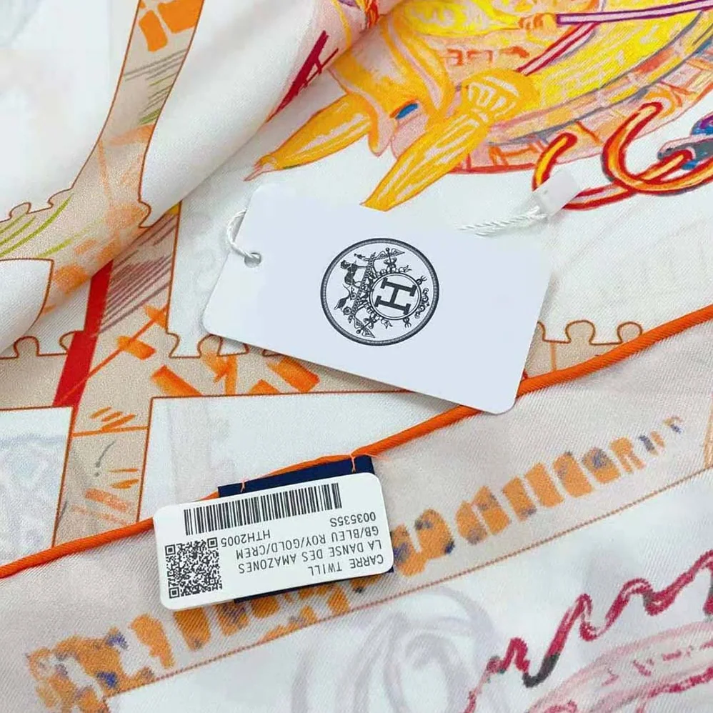 Hermes Chevaloscope Scarf 90 in Silk Twill with Hand-Rolled Edges for Women in Orange Hermes Chevaloscope Scarf 90 in Silk Twill with Hand-Rolled Edges for Women in Orange